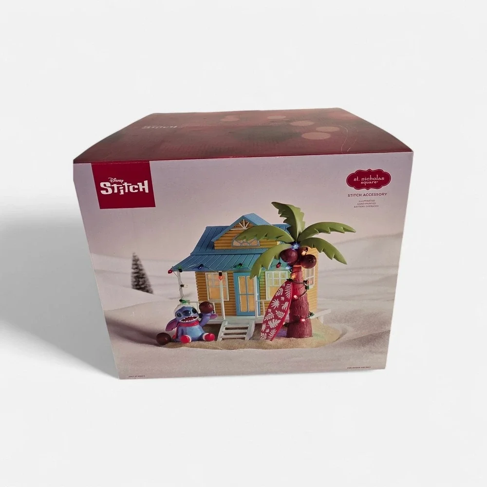 St Nicholas Square Christmas Village Stitch Beach House Light Up Surf Disney NEW
